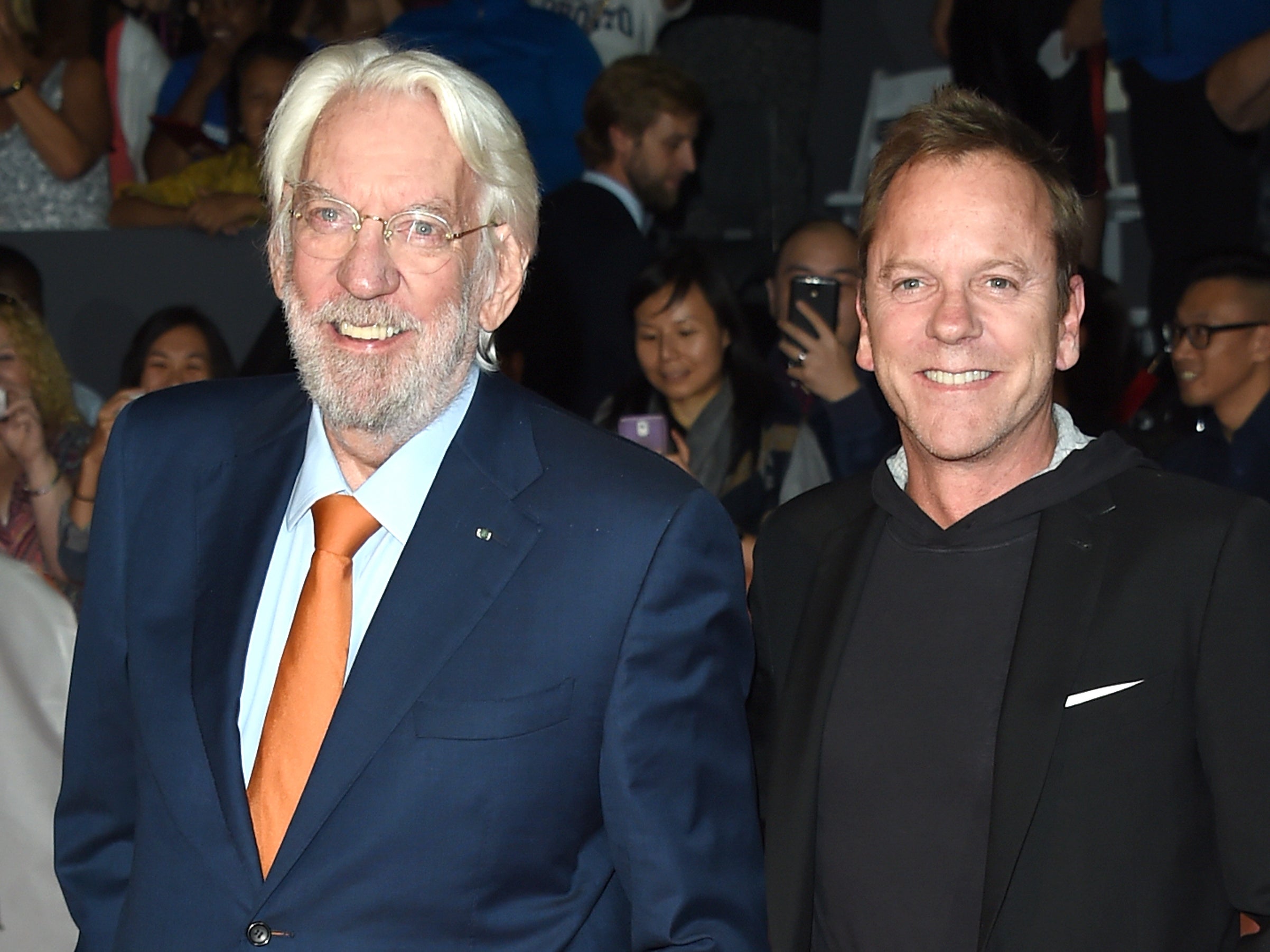 Actors Donald Sutherland (L) and Kiefer Sutherland attend the ‘Forsaken’ premiere during the 2015 Toronto International Film Festival at Roy Thomson Hall on 16 September, 2015 in Toronto, Canada