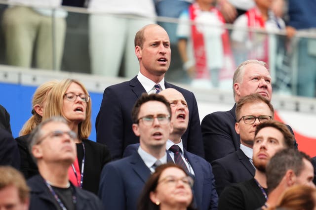 <p>The Prince of Wales in the stands before the UEFA Euro 2024 </p>