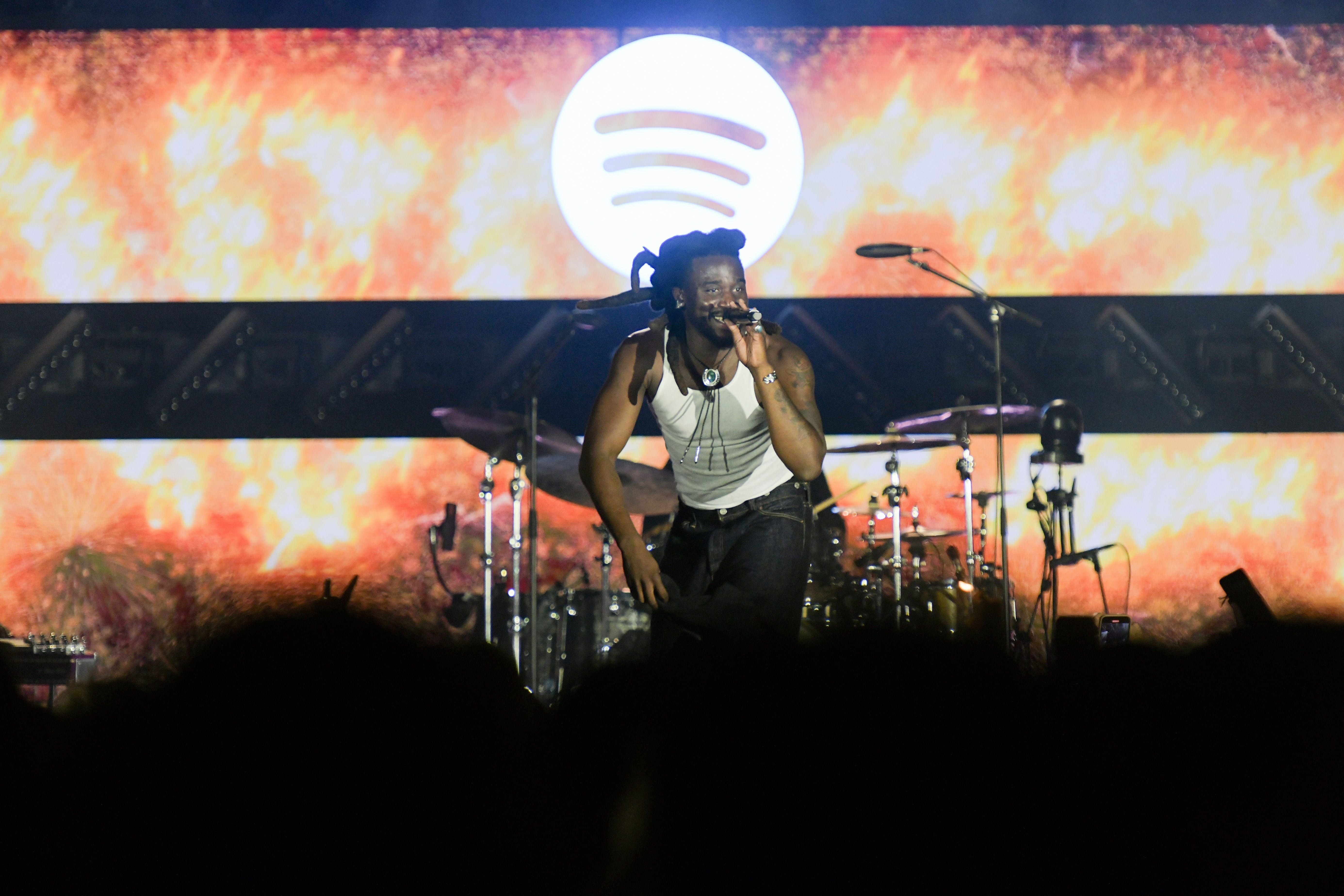 Shaboozey performs as Spotify hosts an evening of music with star-studded performances with Benson Boone, Shaboozey and Tyla during Cannes Lions at Spotify Beach on 18 June, 2024 in Cannes