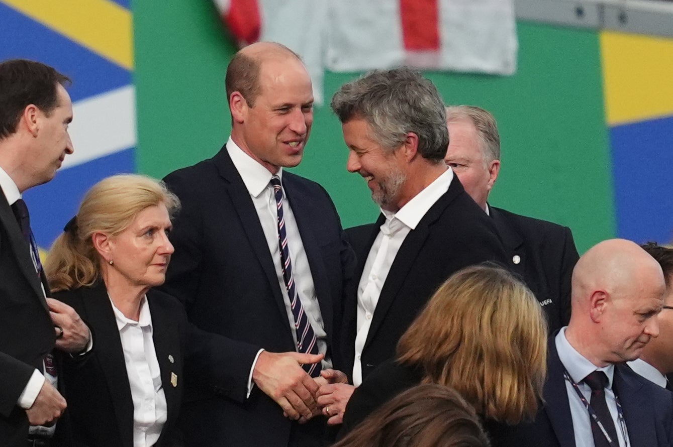 The prince was seen chatting and laughing with King Frederik X
