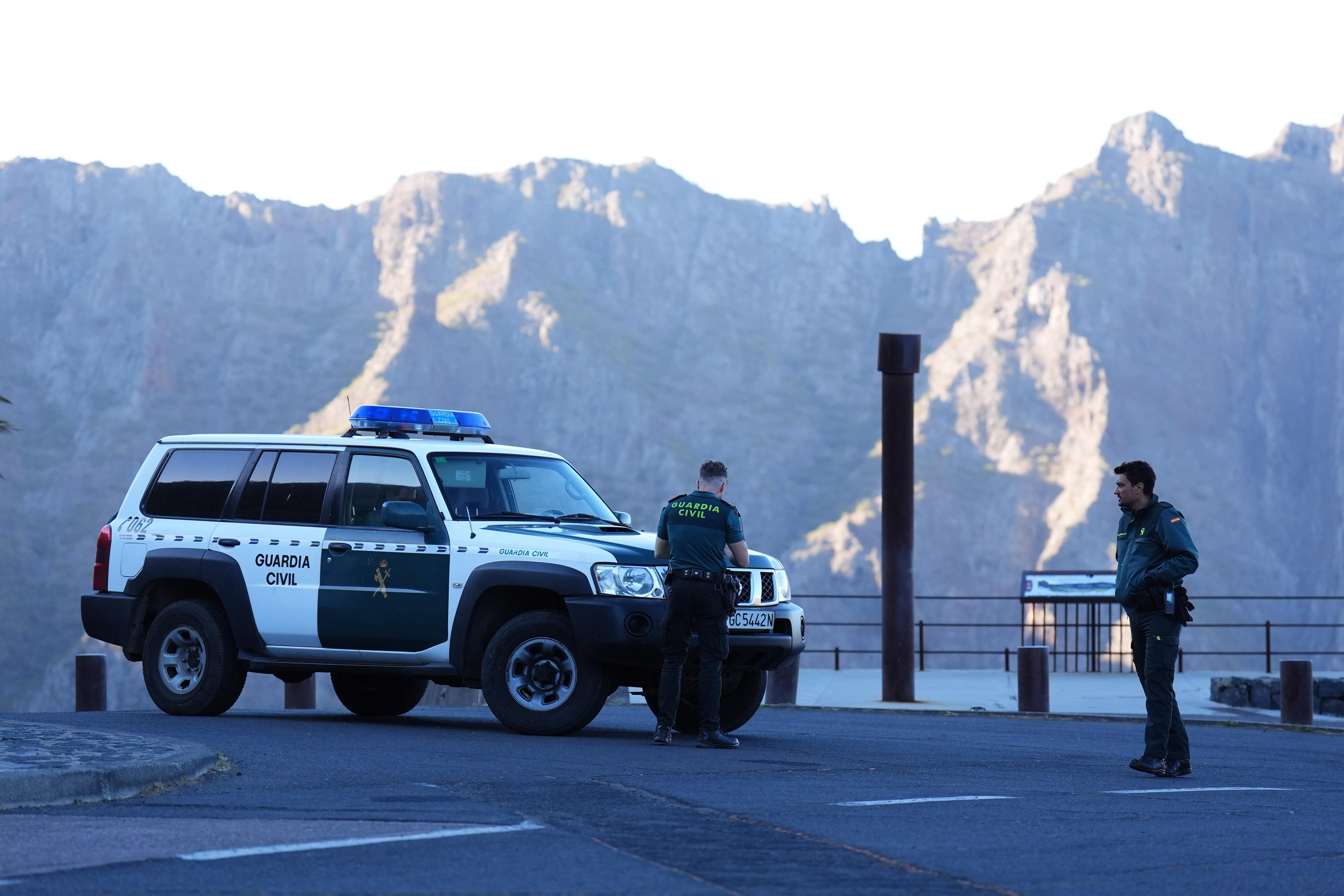 Police near the village of Masca, Tenerife, where the search for missing British teenager Jay Slater continues (James Manning/PA)