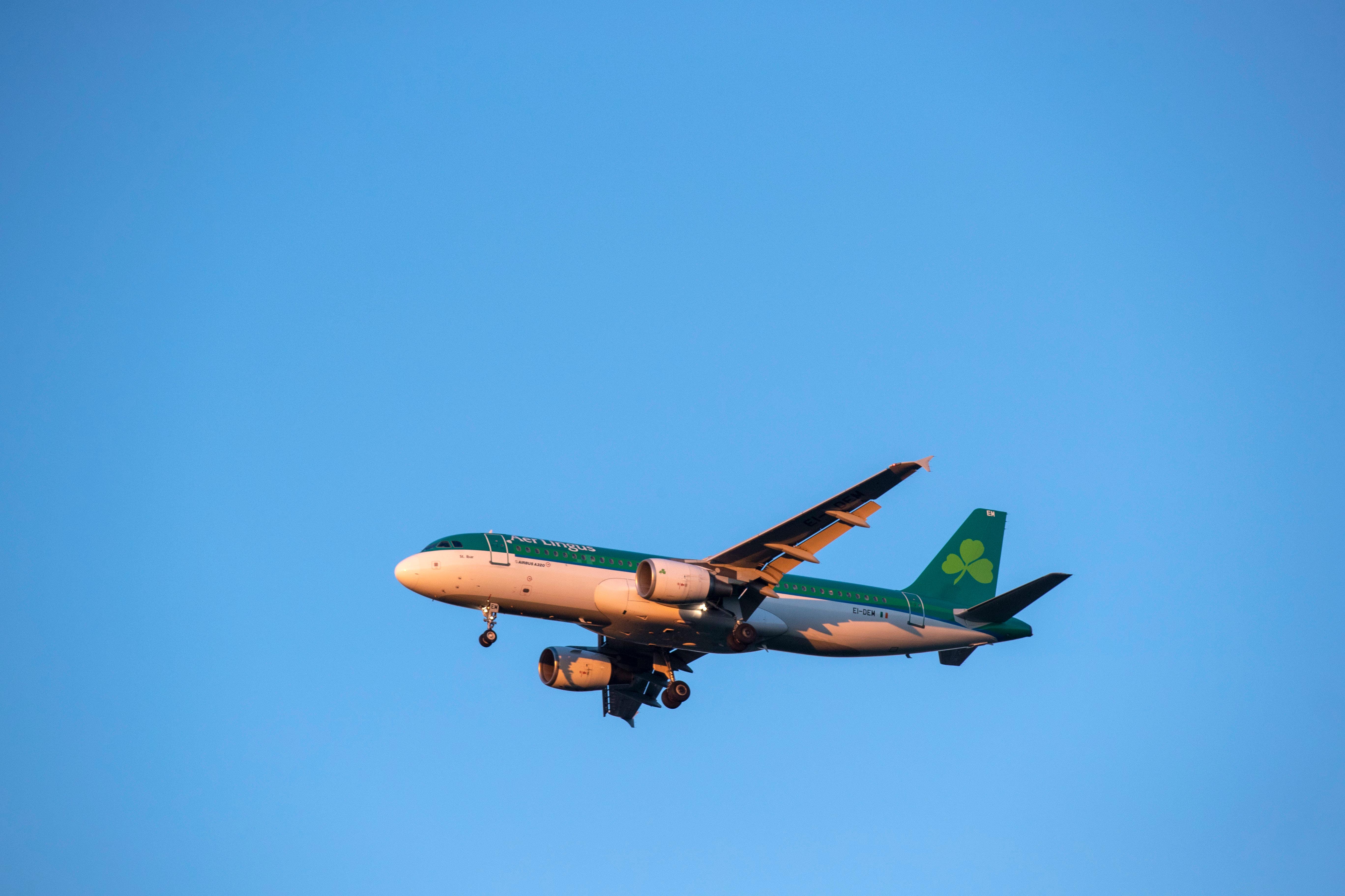 A Aer Lingus Airbus A320-214 plane lands at Heathrow Airport in West London (Steve Parsons/PA)