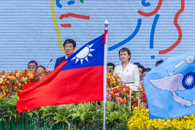 <p>Taiwan’s president Lai Ching-te and vice president Hsiao Bi-khim show up on the stage at theirs inauguration ceremony in Taipei, Taiwan</p>