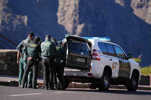 Guardia Civil officers near the village of Masca, Tenerife (James Manning/PA)