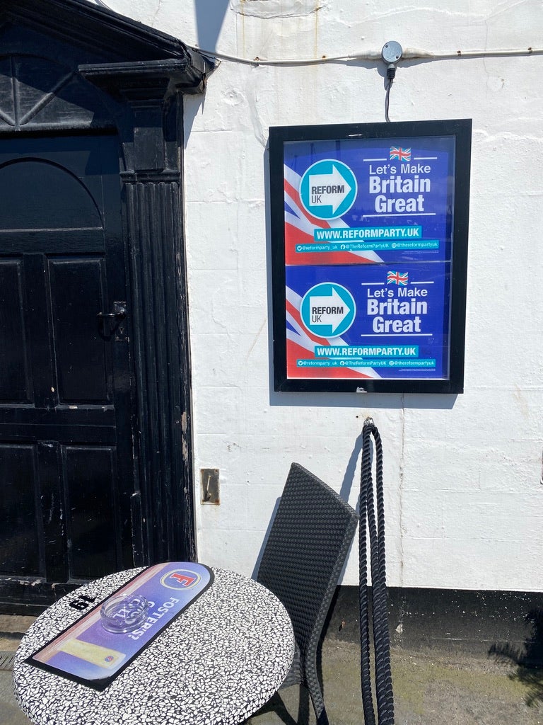 Reform Party poster outside a Whitby pub