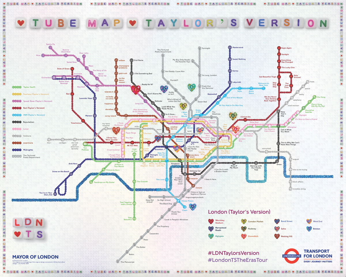 Taylor Swift: Sadiq Khan shares ‘Taylor’s Version’ of London Tube map ahead of Wembley shows