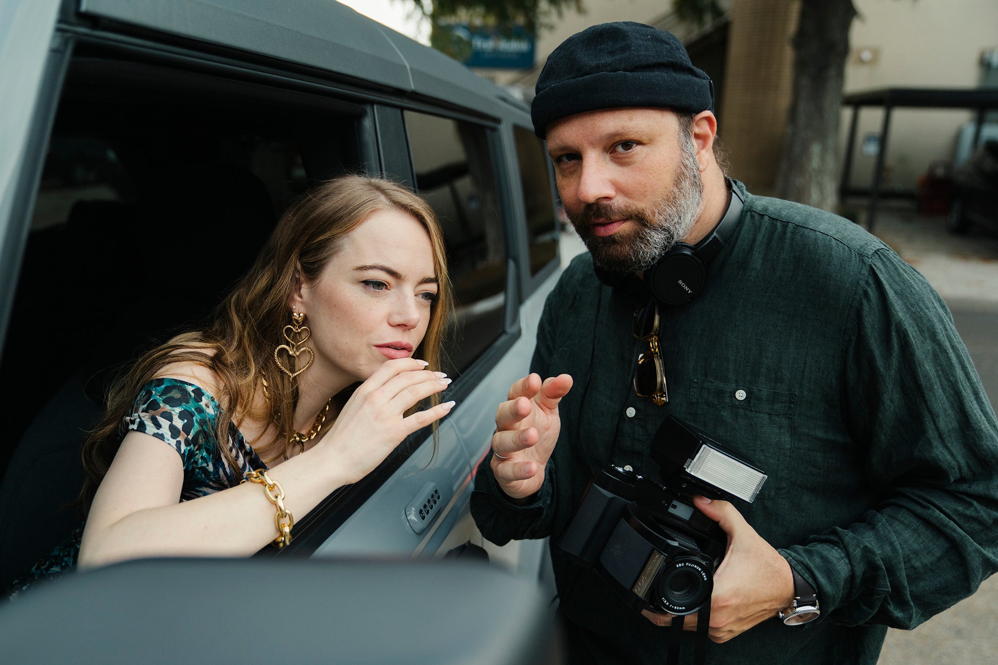 ‘I thought he would be much more intense than he actually is in person’: Emma Stone and Yorgos Lanthimos on the set of ‘Kinds of Kindness’