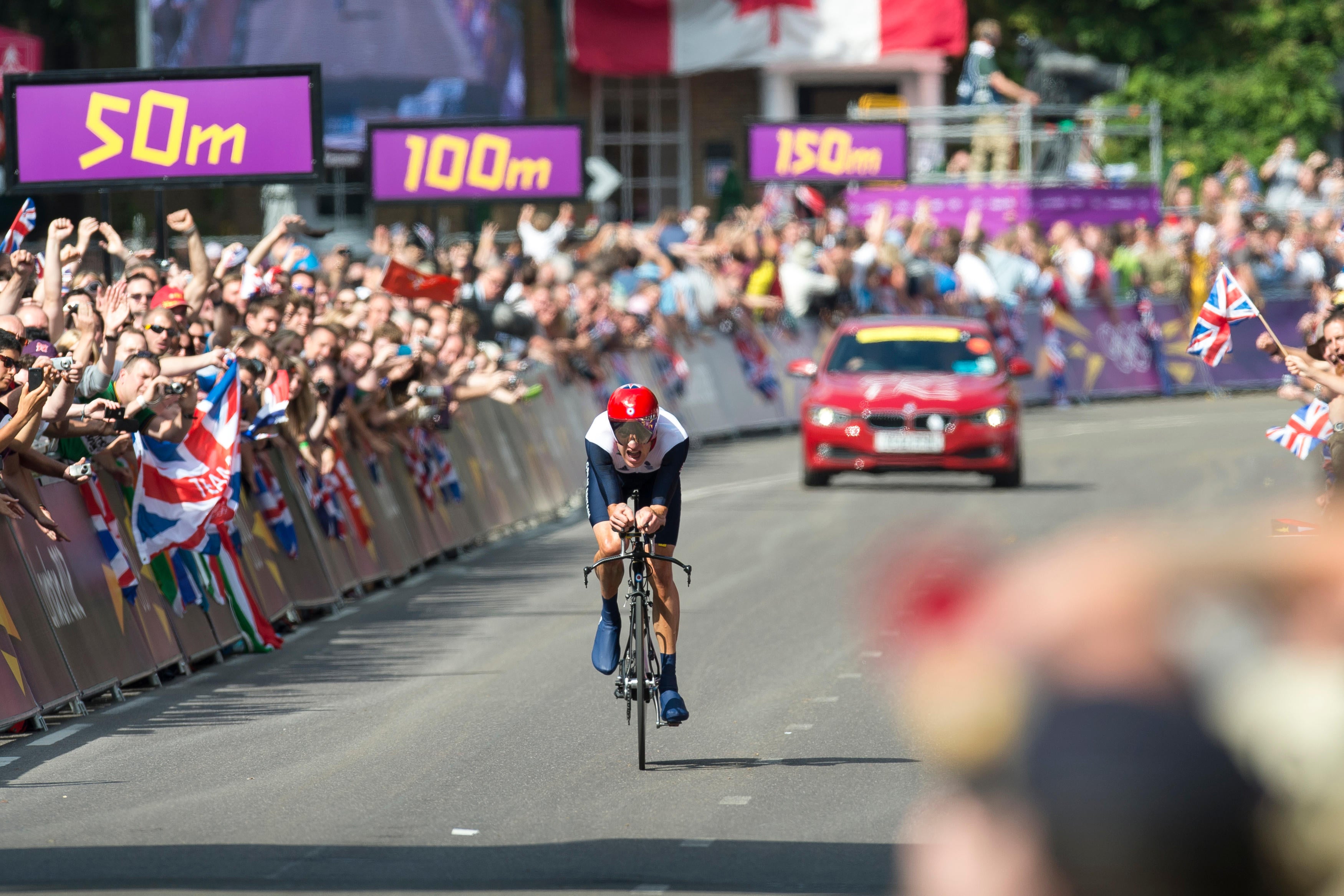 On track: Wiggins securing a gold medal at the 2012 Olympics