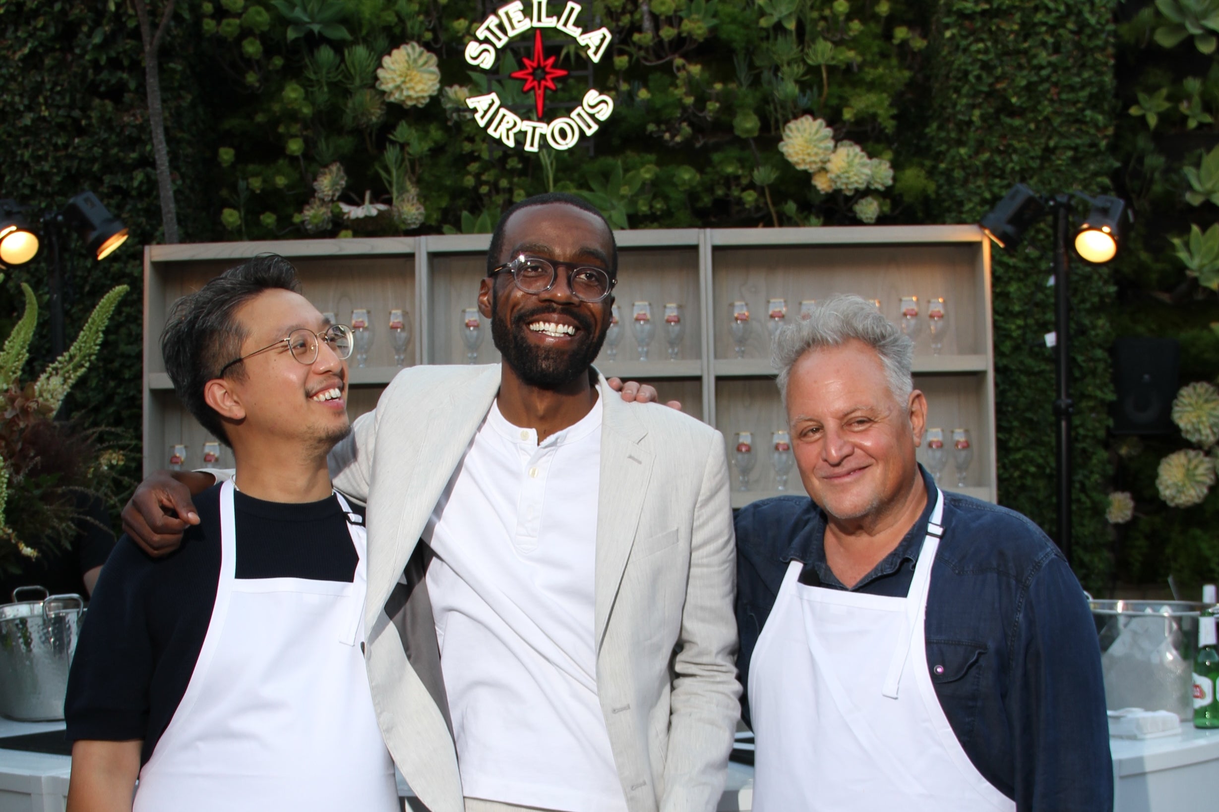 Hendrix (centre) with chefs Justin Pichetrungsi of Anajak Thai and Chris Bianco of Pizzeria Bianco