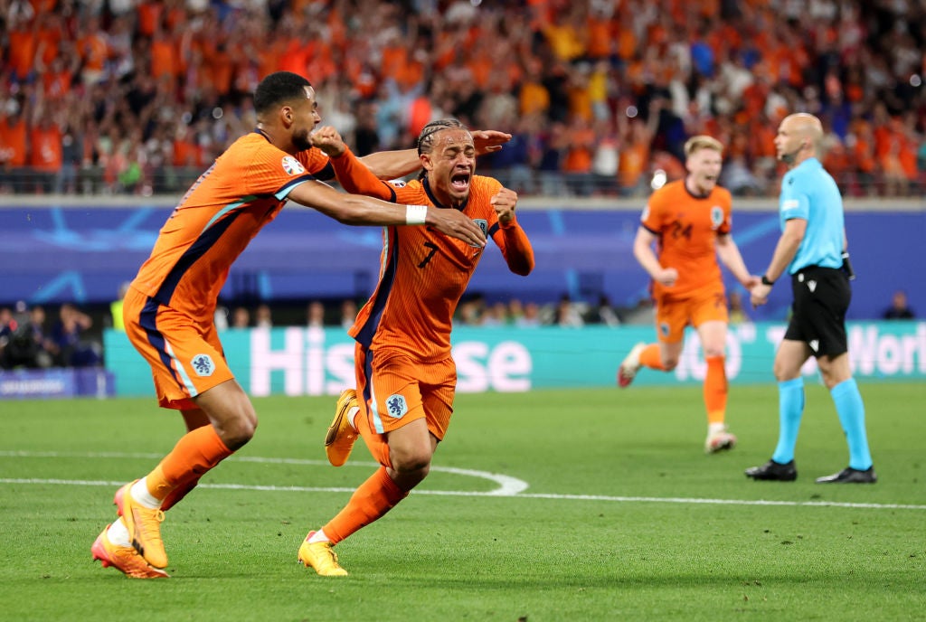 Xavi Simons thought he had scored after drilling in a rebound, but it was controversially ruled out