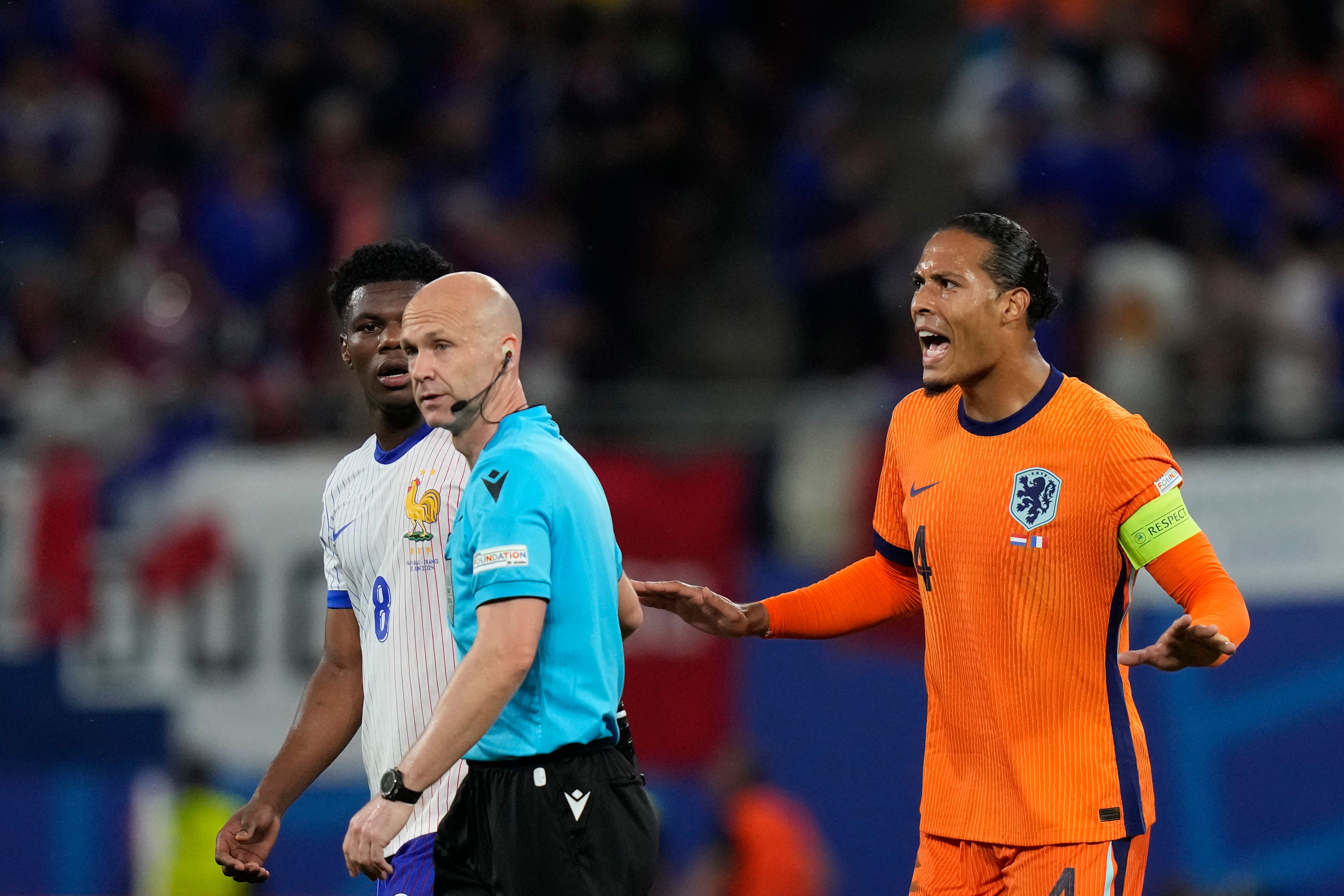 English officials were involved in Euro 2024’s biggest refereeing controversy after Anthony Taylor ruled out a potentially match-winning goal from Xavi Simons (Mathias Schrader/AP)