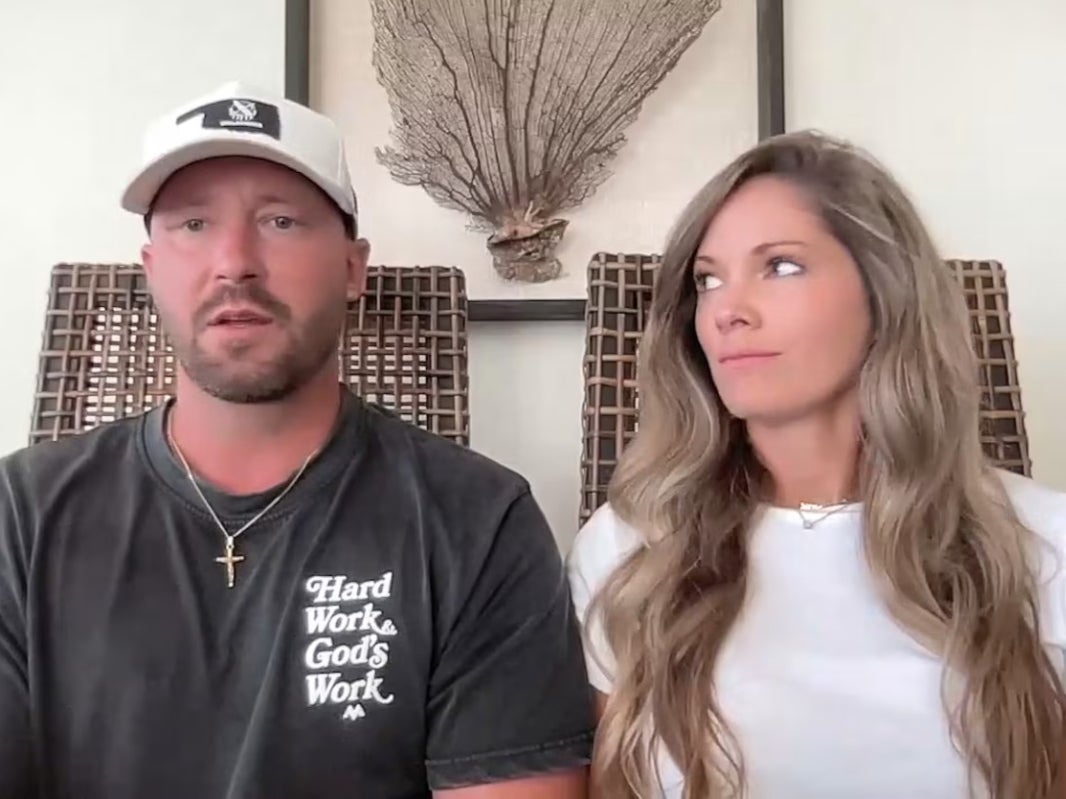 Ryan Watson, left, and his wife Valerie, appearing on “Good Morning America.” Watson was detained in Turks and Caicos and avoided a 12-year minimum prison sentence after he brought four rounds of ammunition onto the islands