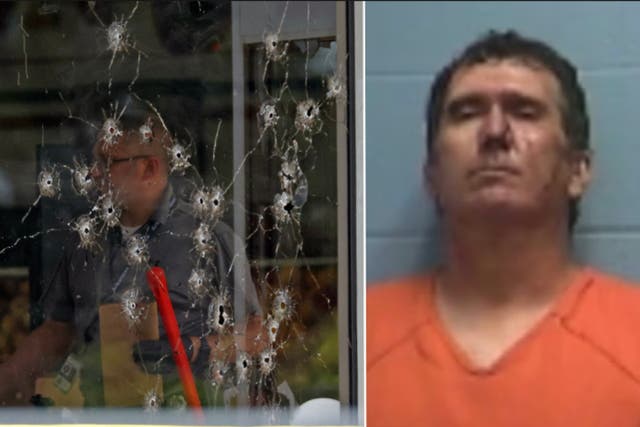 <p>Travis Posey, 44, has been detained in Ouachita County Jail and charged with murder following the shooting at an Arkansas supermarket on Friday</p>