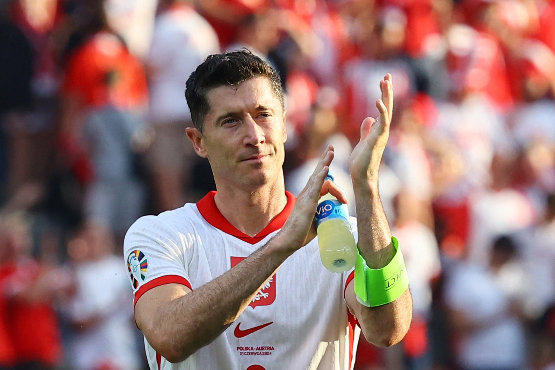 Poland's Robert Lewandowski looks dejected after the match