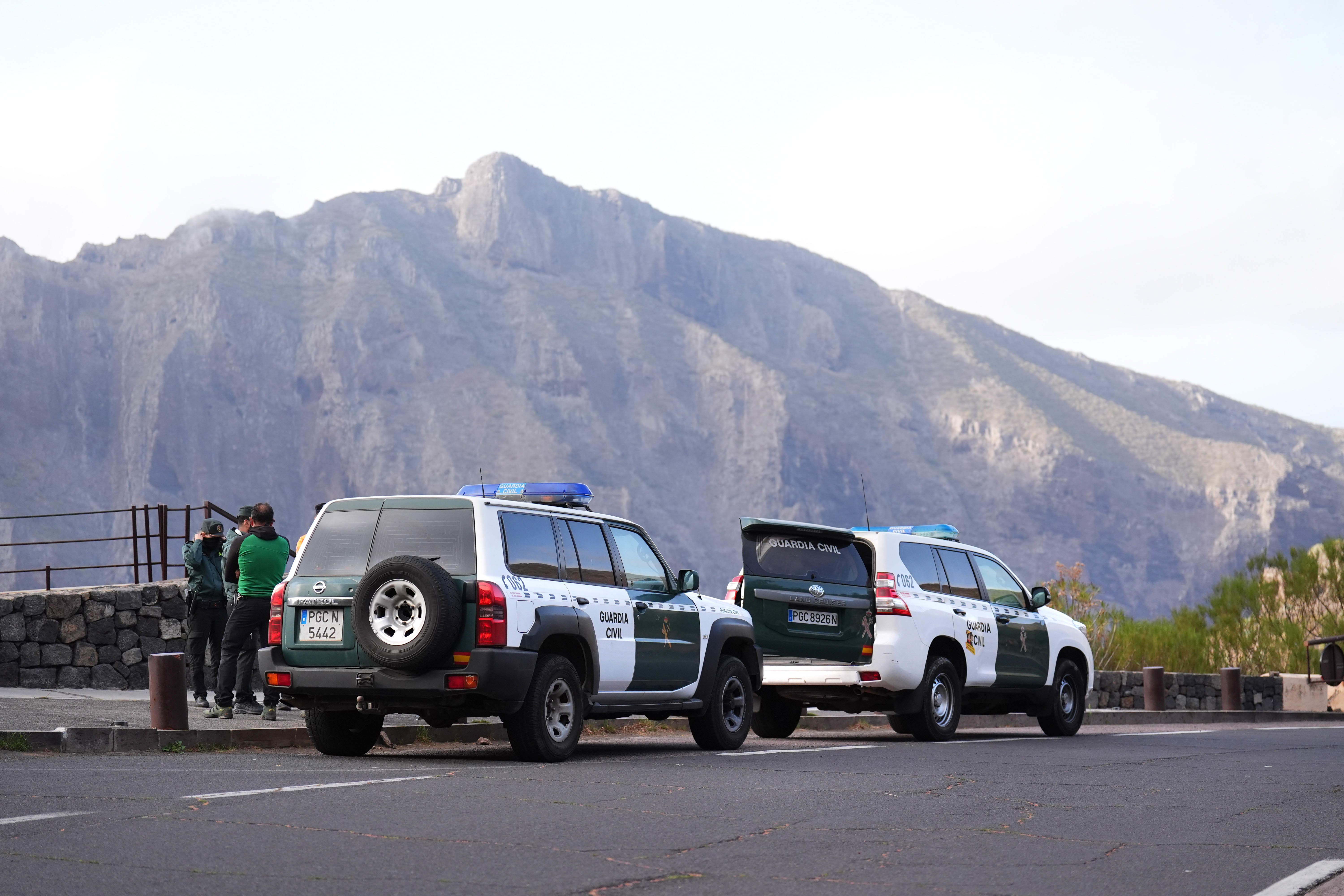 Members of the Guardia Civil near the village of Masca, Tenerife, on Saturday