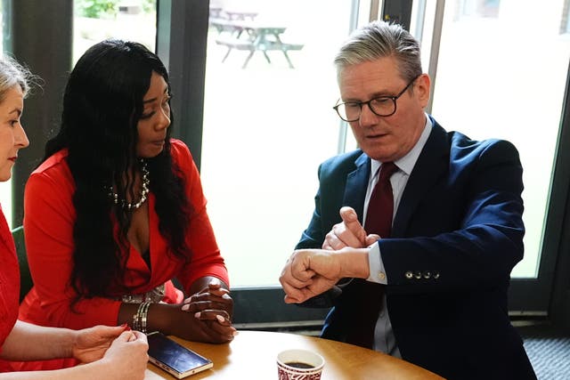 Labour Party leader Sir Keir Starmer at a coffee morning with members of the Windrush generation at a school in Vauxhall, London (Aaron Chown/PA)