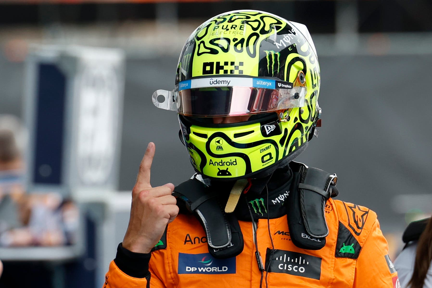 McLaren’s Lando Norris qualified on pole position at the Spanish Grand Prix (Joan Monfort/AP)