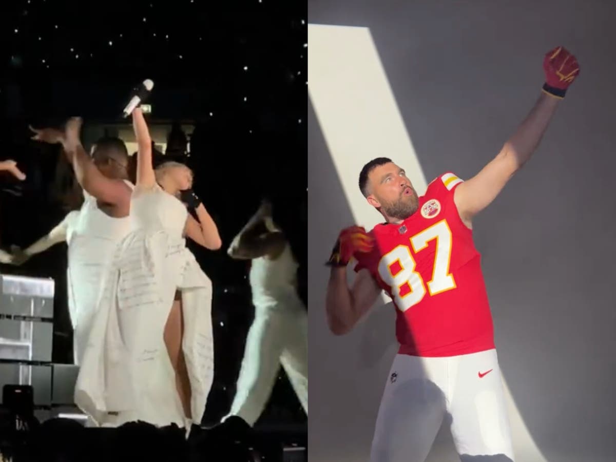 Taylor Swift reenacts Travis Kelce’s bow and arrow move at London concert