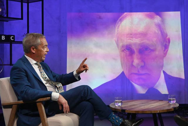 <p>Reform UK leader Nigel Farage appearing during the BBC General Election interview (Jeff Overs/BBC)</p>