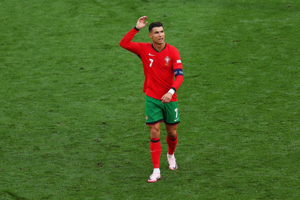 Ronaldo waves his arms as security failed to deal with the situation