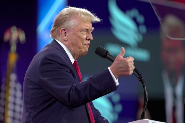 <p>Donald Trump speaks to supporters at a right-wing Christian conference in Washington DC on June 22</p>