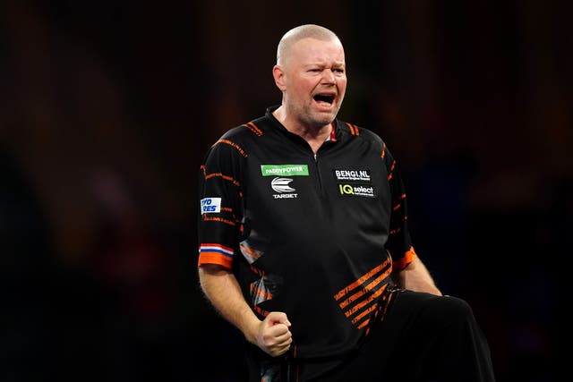 Raymond van Barneveld knocked Luke Humphries out of the European Darts Open (Zac Goodwin/PA)