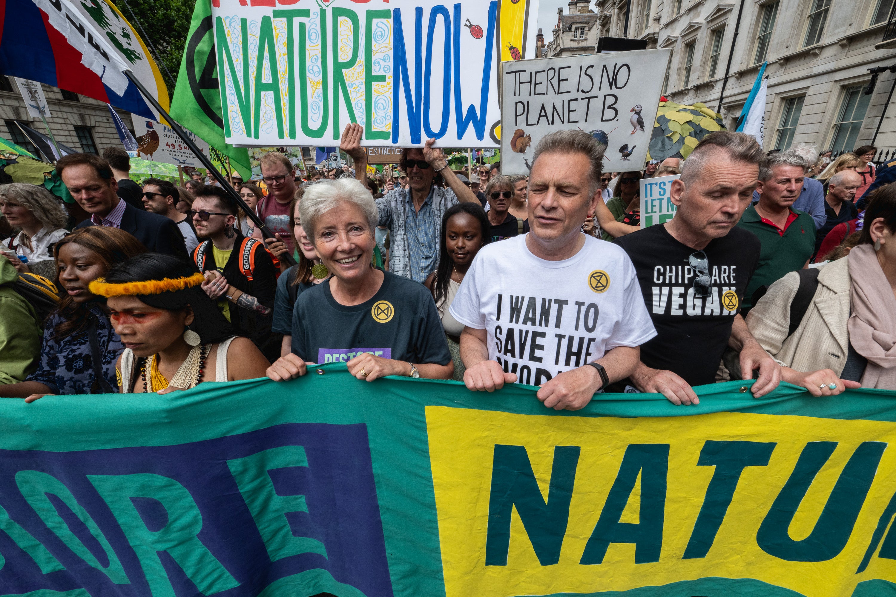 Chris Packham and Dame Emma Thompson were among those at the front of the march