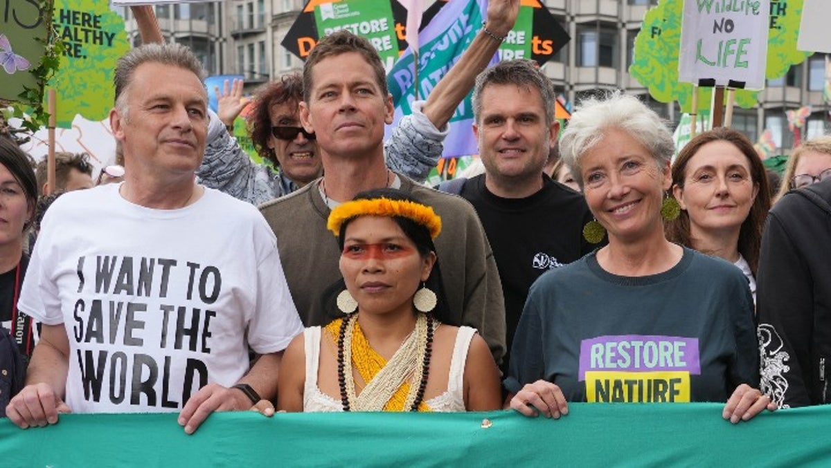 Chris Packham and Emma Thompson join 60,000 climate protesters in London