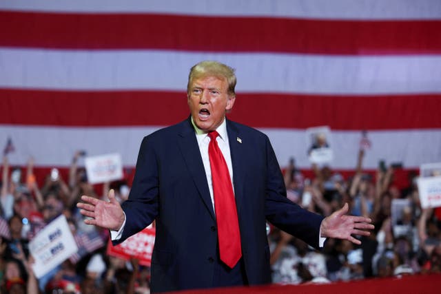 <p>Former President and Republican presidential candidate Donald Trump attends a campaign event in Philadelphia on June 22 2024</p>