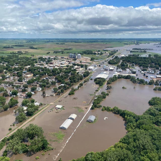 <p>Sioux County, Iowa is covered in flood water after weeks of rain and severe storms</p>