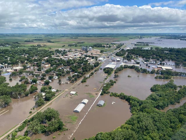 <p>Sioux County, Iowa is covered in flood water after weeks of rain and severe storms</p>