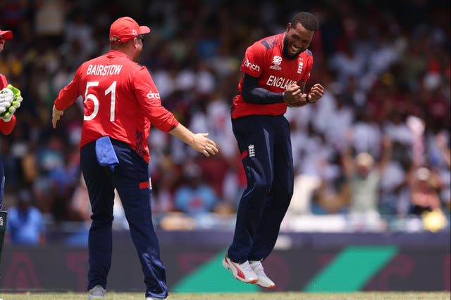 <p>Chris Jordan took a brilliant hat-trick against USA </p>