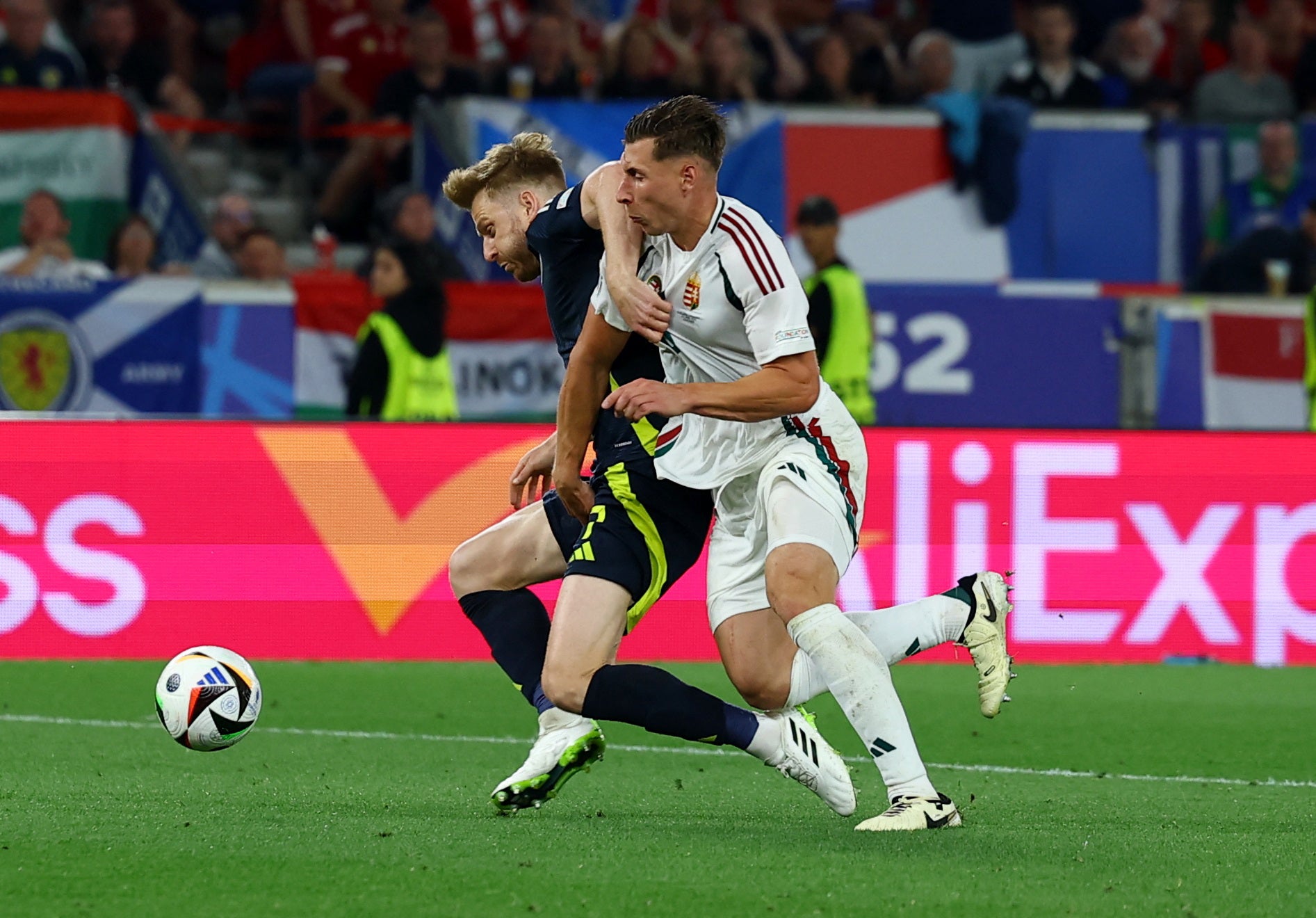 Scotland wanted a penalty when Stuart Armstrong went to ground