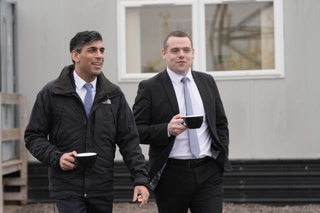 Prime Minister Rishi Sunak, pictured with Douglas Ross, will speak at the Edinburgh event (Stefan Rousseau/PA)