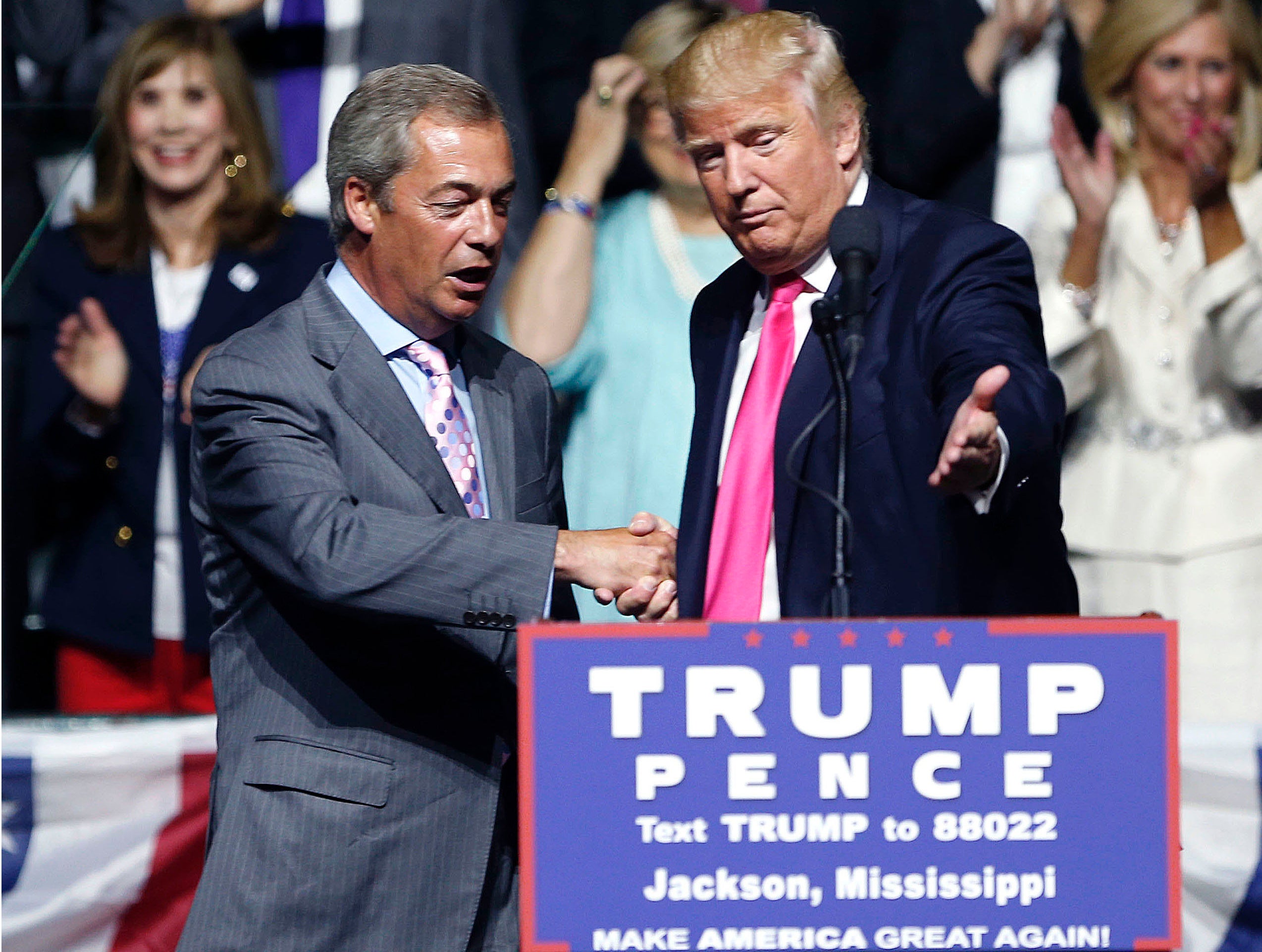 Nigel Farage with former US president Donald Trump