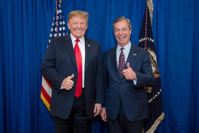 <p>Reform UK leader Nigel Farage with former US president Donald Trump (Tia Dufour/The White House/PA)</p>