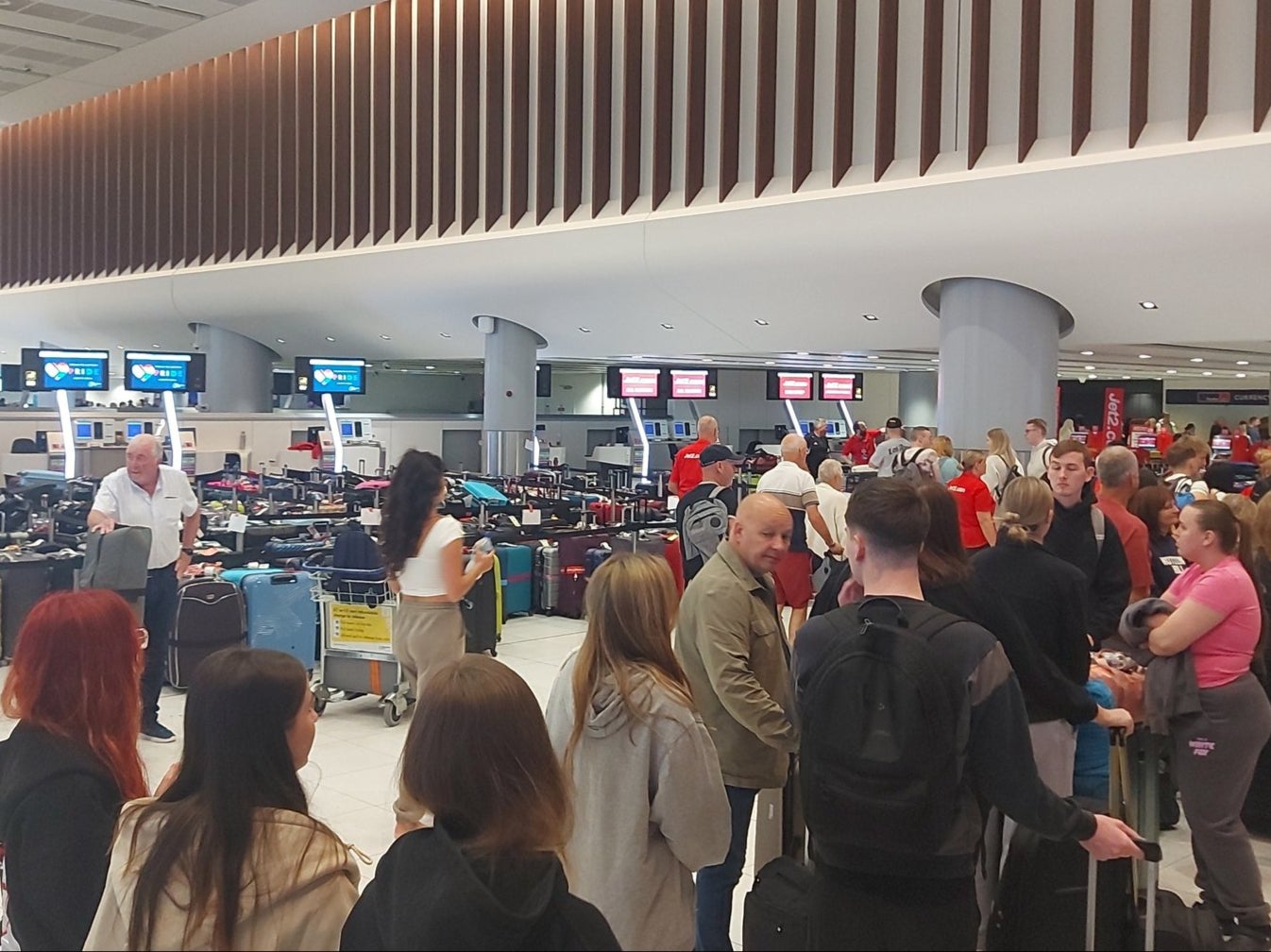 Power cut: Passengers at Manchester airport Terminal 2 on Sunday morning