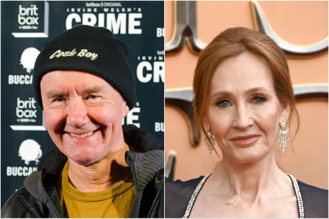 <p>Irvine Welsh and JK Rowling</p>
