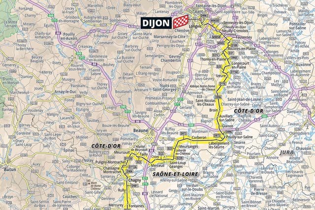 <p>Stage 6 of the Tour de France will be held between Macon and Dijon </p>