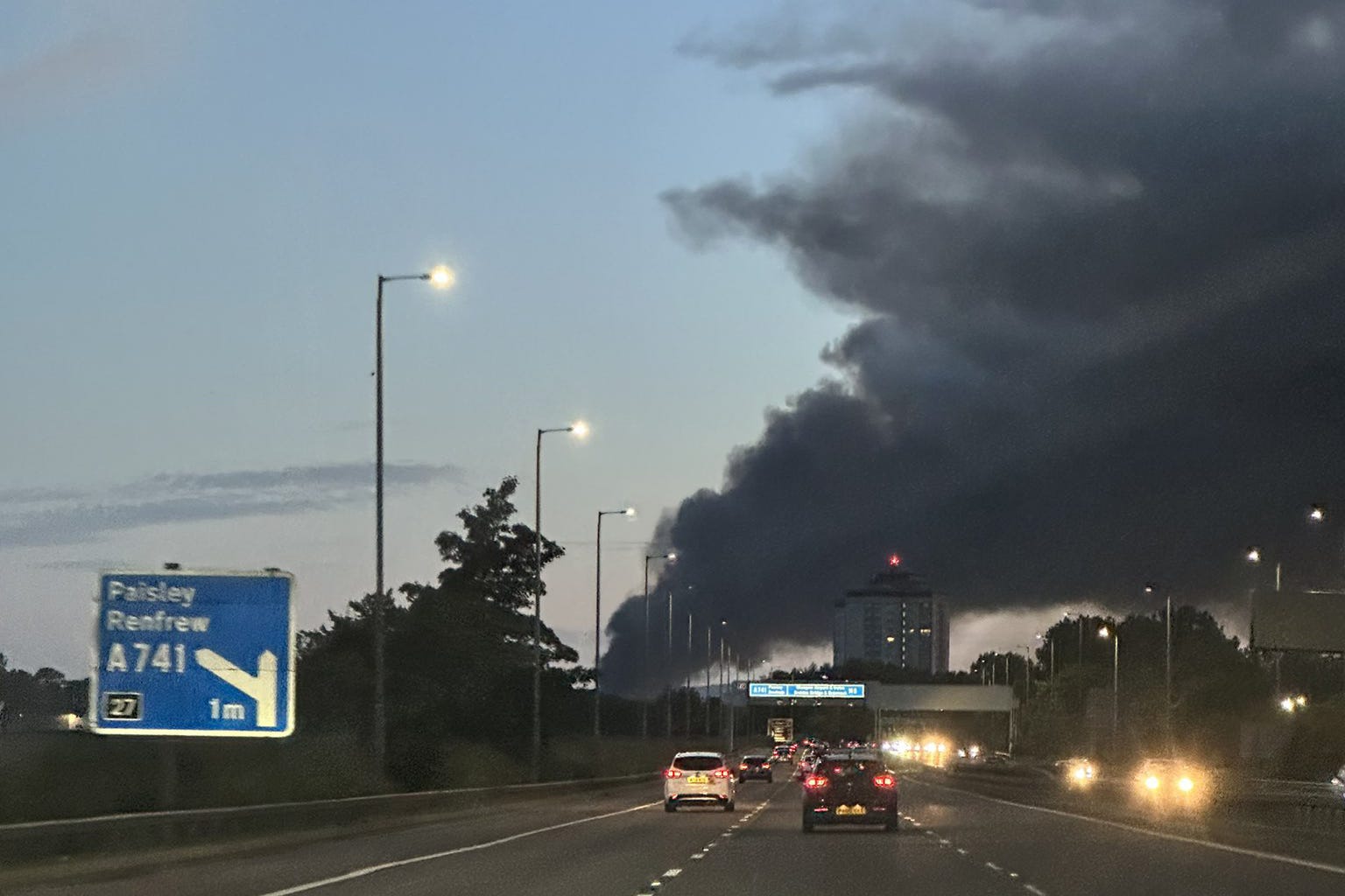 Smoke could be seen from the motorway nearby (@_MxMike/PA)