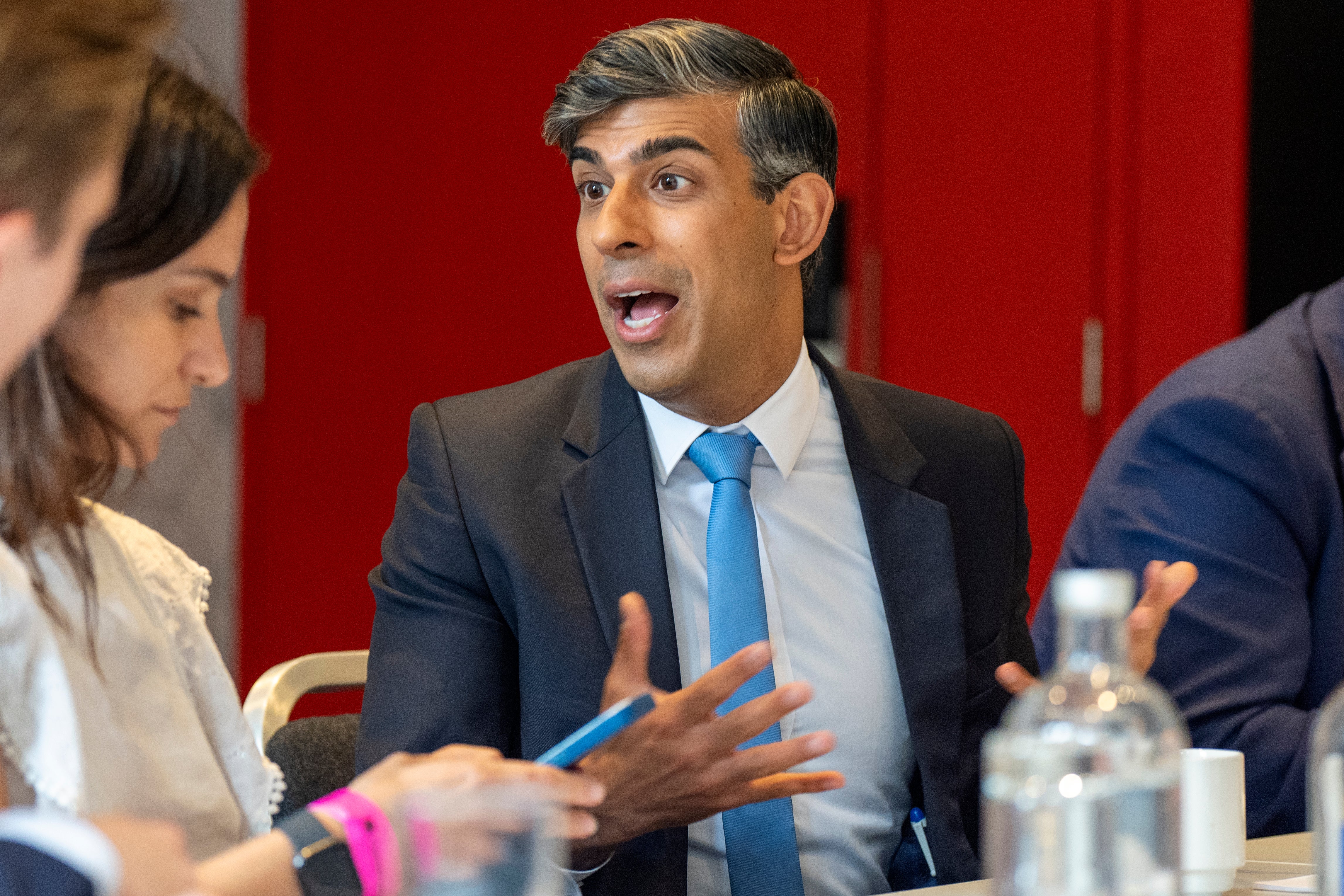 Rishi Sunak speaks to the media after the launch of the Scottish Conservative manifesto at the Apex Grassmarket Hotel in Edinburgh