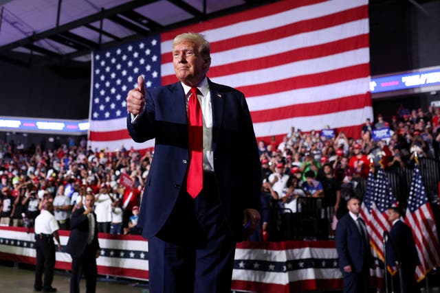 <p>Donald Trump at a campaign event in Philadelphia on June 22, 2024. He has suggested that Joe Biden might be using medical supplements to prepare for the next debate</p>
