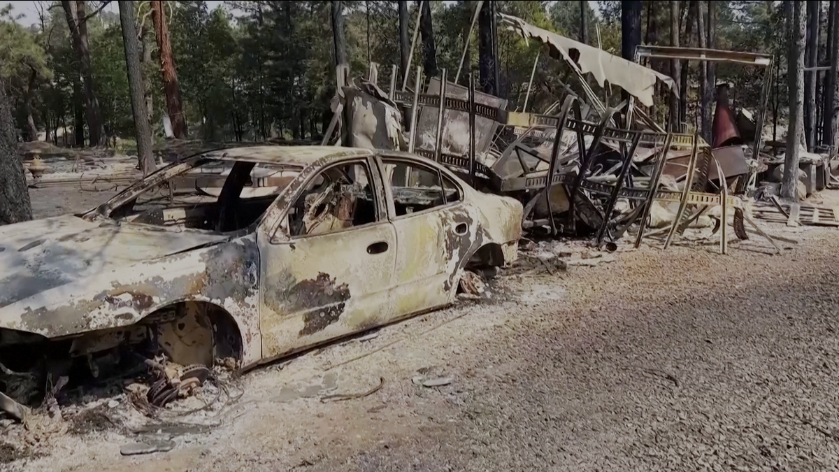 Devastating wildfire in New Mexico leaves homes burnt and cars charred