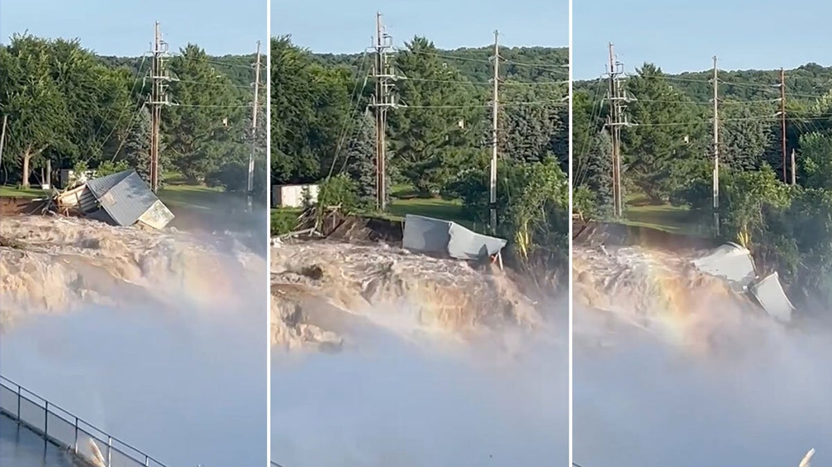 Rapidan dam failure: Minnesota building collapses into rushing floodwaters