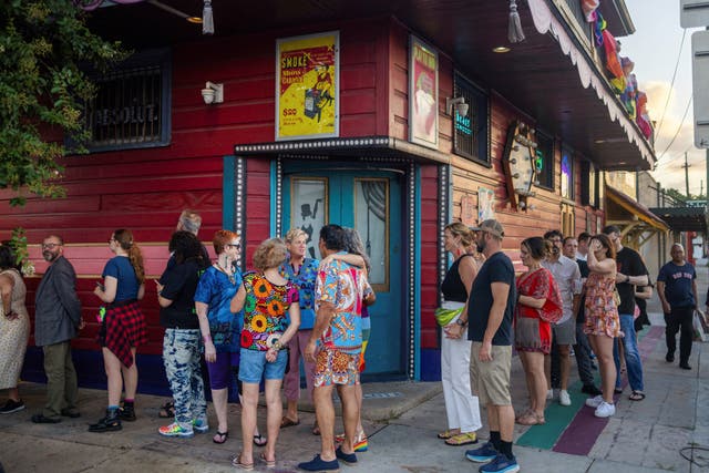 <p>A line of people wait outside the venue for Stormy Daniels’ comedy show in New Orleans, Louisiana on June 19, 2024. Daniels played a star role in Donald Trump’s hush money trial and is now pivoting to stand-up comedy</p>
