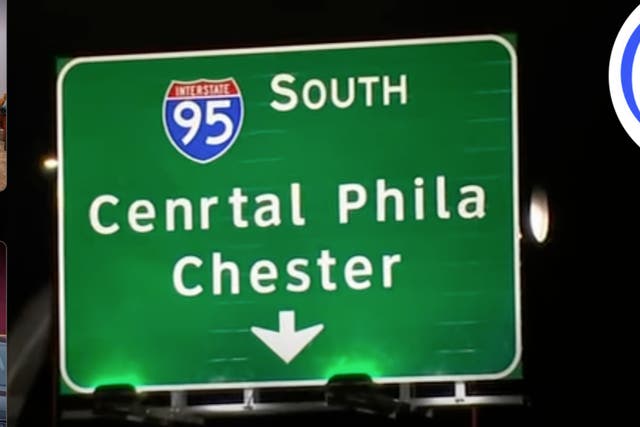 <p>A freeway sign misspelling central as “cenrtal” went up in Philadelphia recently. Authorities say the mistake will be corrected soon and have covered the sign </p>
