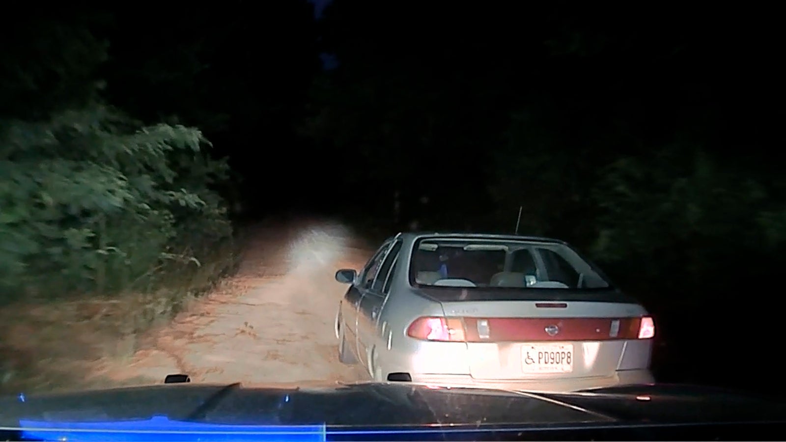 This image from a dashboard-mounted video camera on a Georgia State Patrol cruiser shows the car Julian Lewis was driving