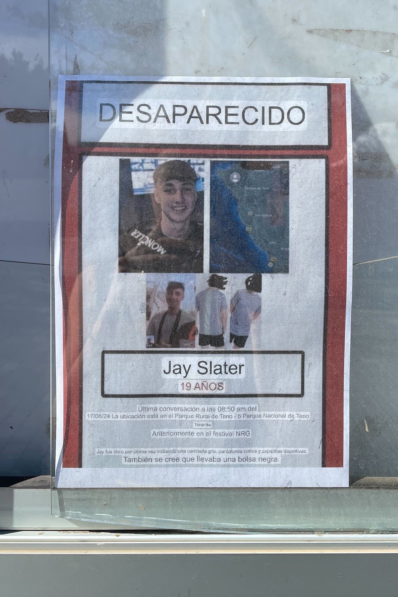 A missing poster for Mr Slater put up on Tenerife