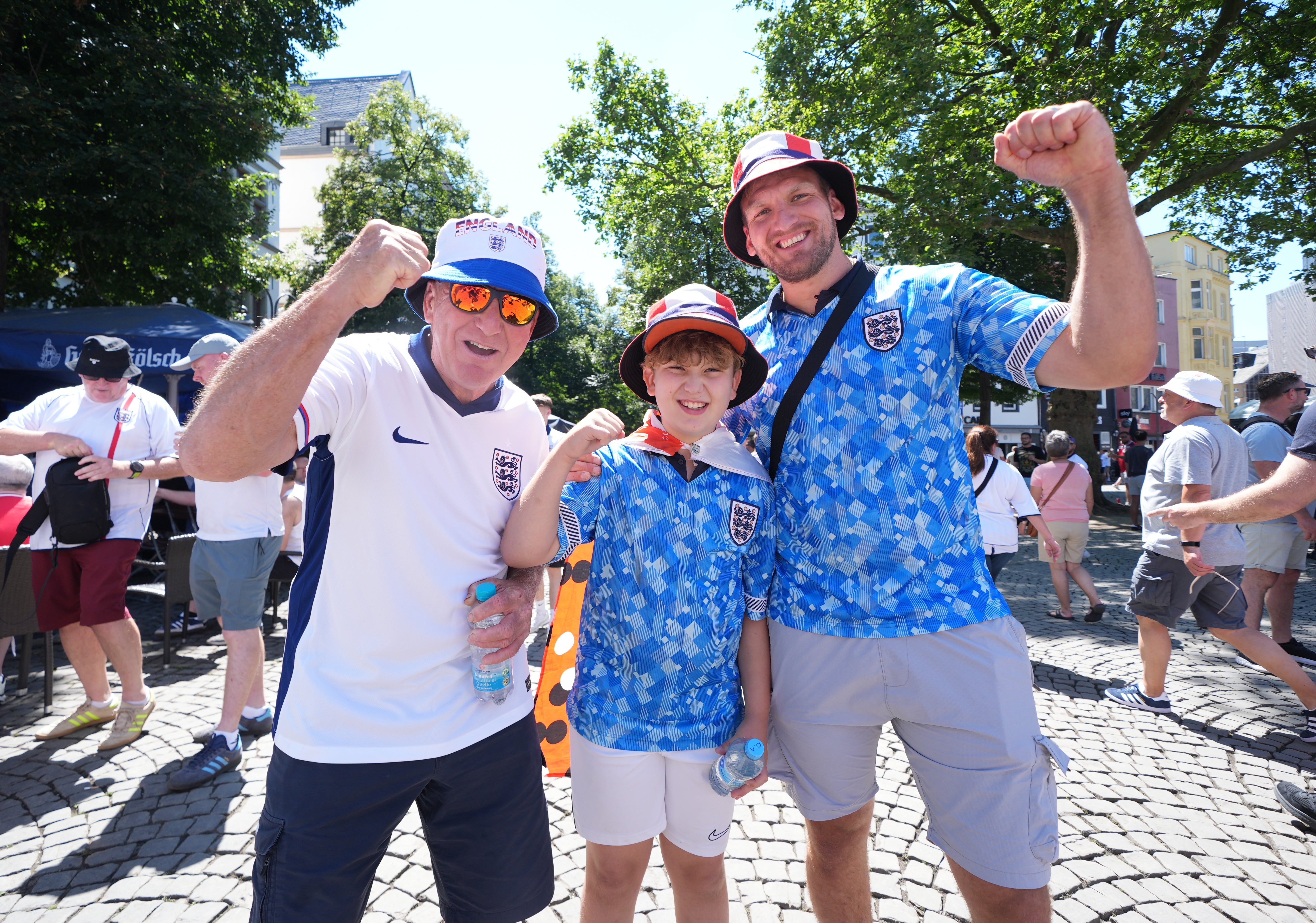 England fans get in the mood ahead of the Slovenia game in Cologne