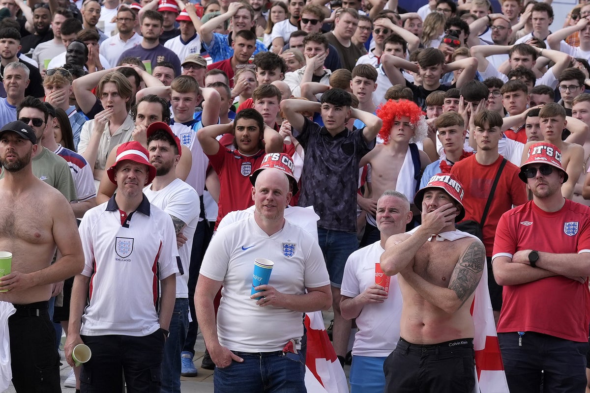 Watch: England fans gather in London to watch Euro 2024 game against Slovenia